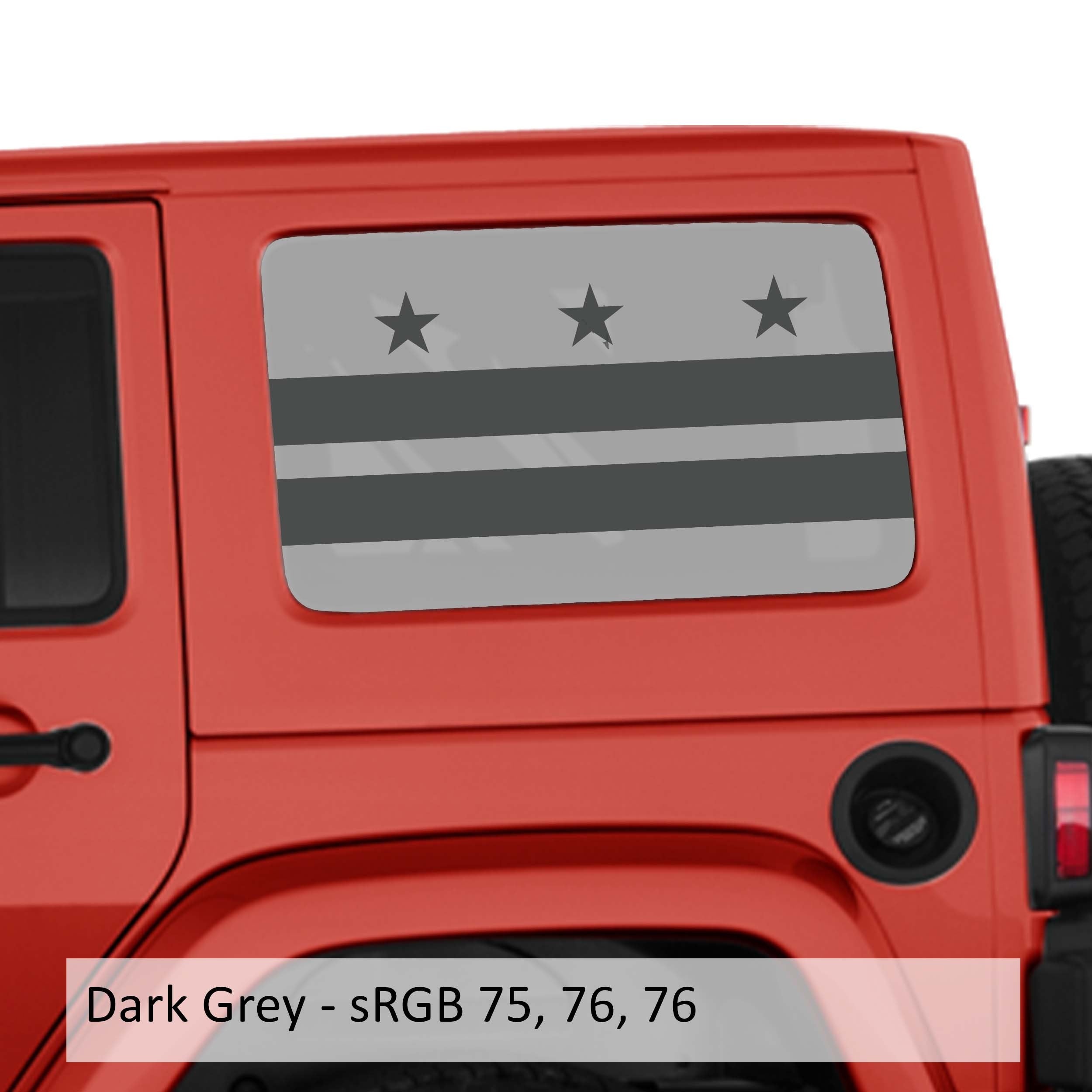 District of Columbia Flag Hardtop Window Decal Set - Fits Jeep Wrangler JkU 2006 - 2018