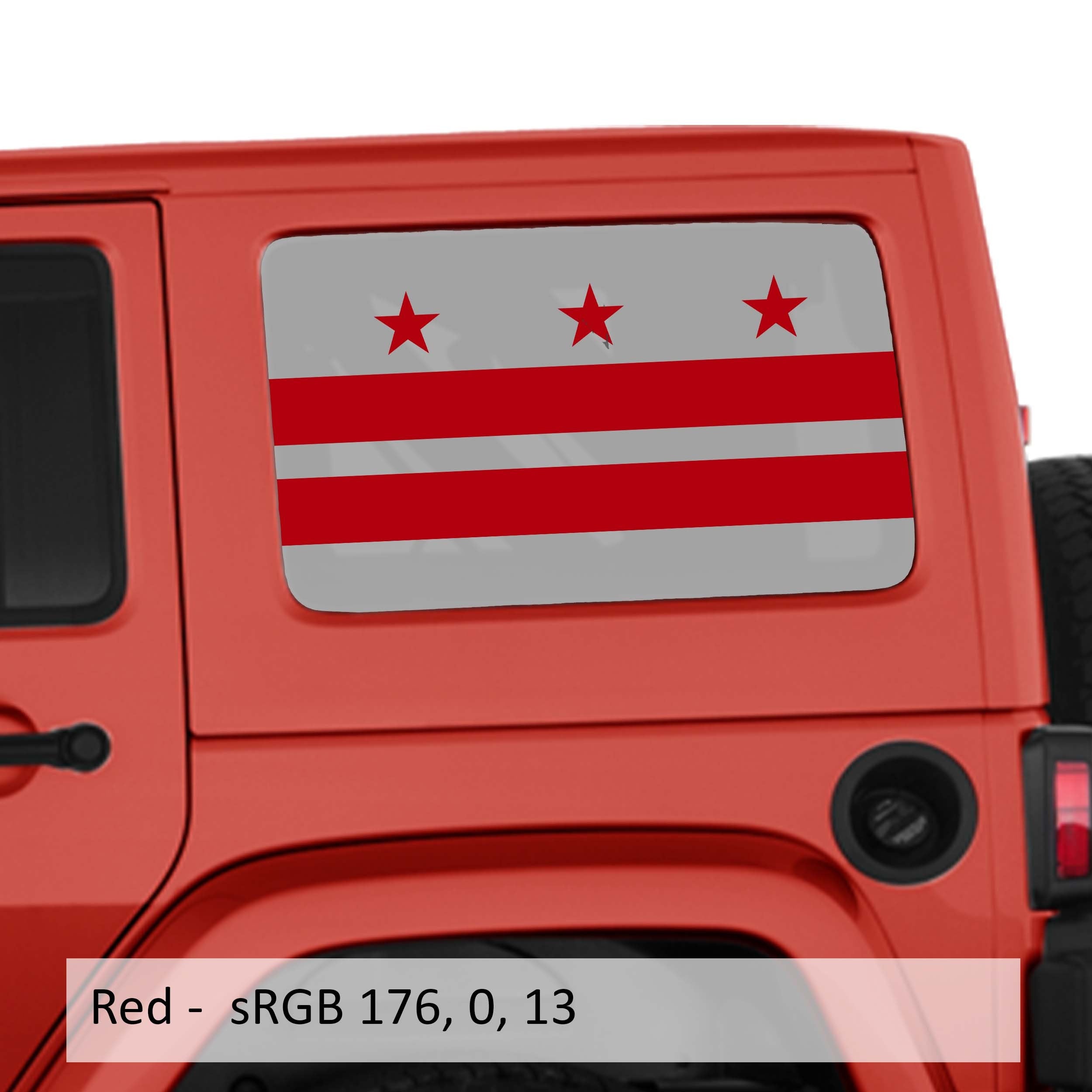 District of Columbia Flag Hardtop Window Decal Set - Fits Jeep Wrangler JkU 2006 - 2018