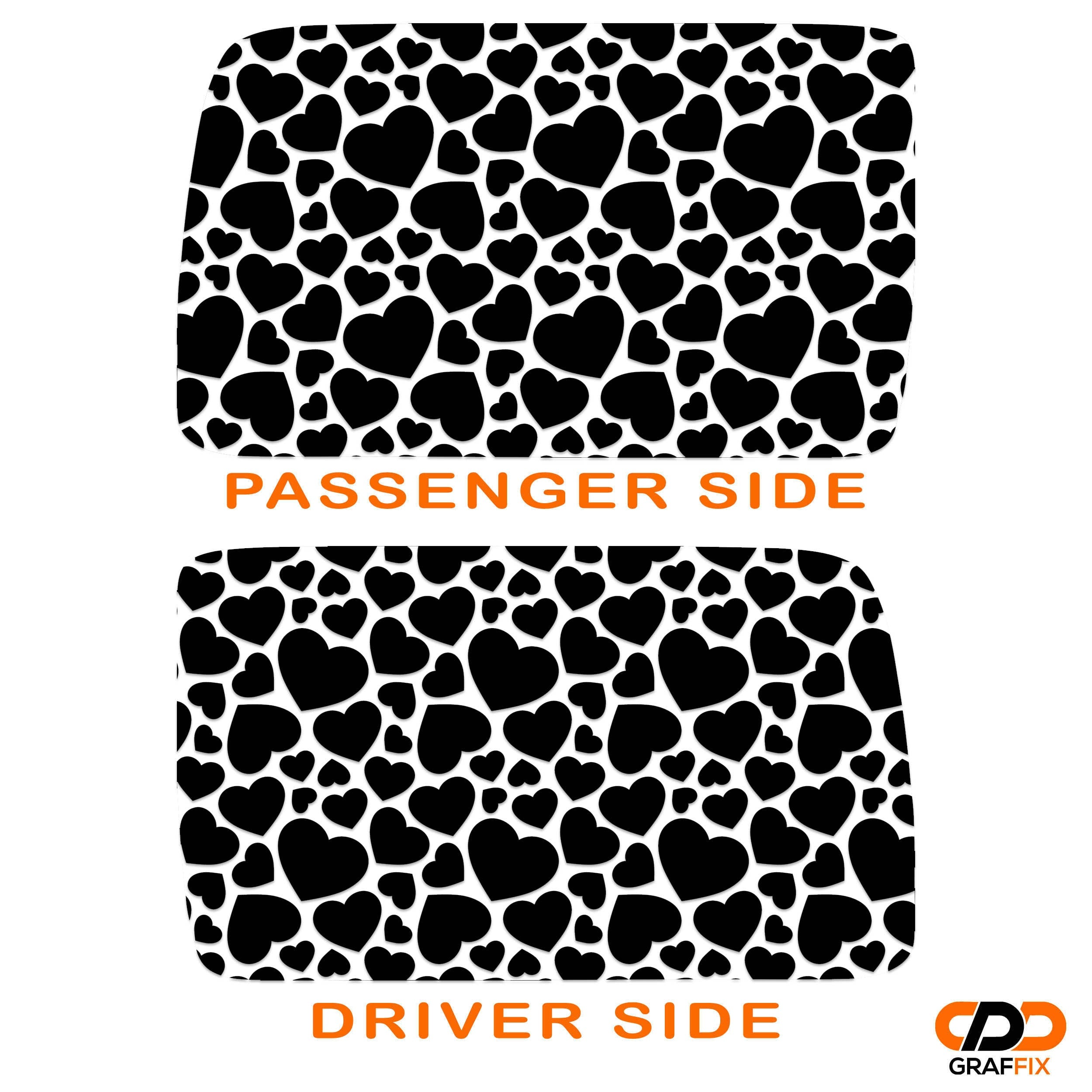 Heart Pattern Hardtop Window Decal Set - Fits Jeep Wrangler JKU 2007 - 2018