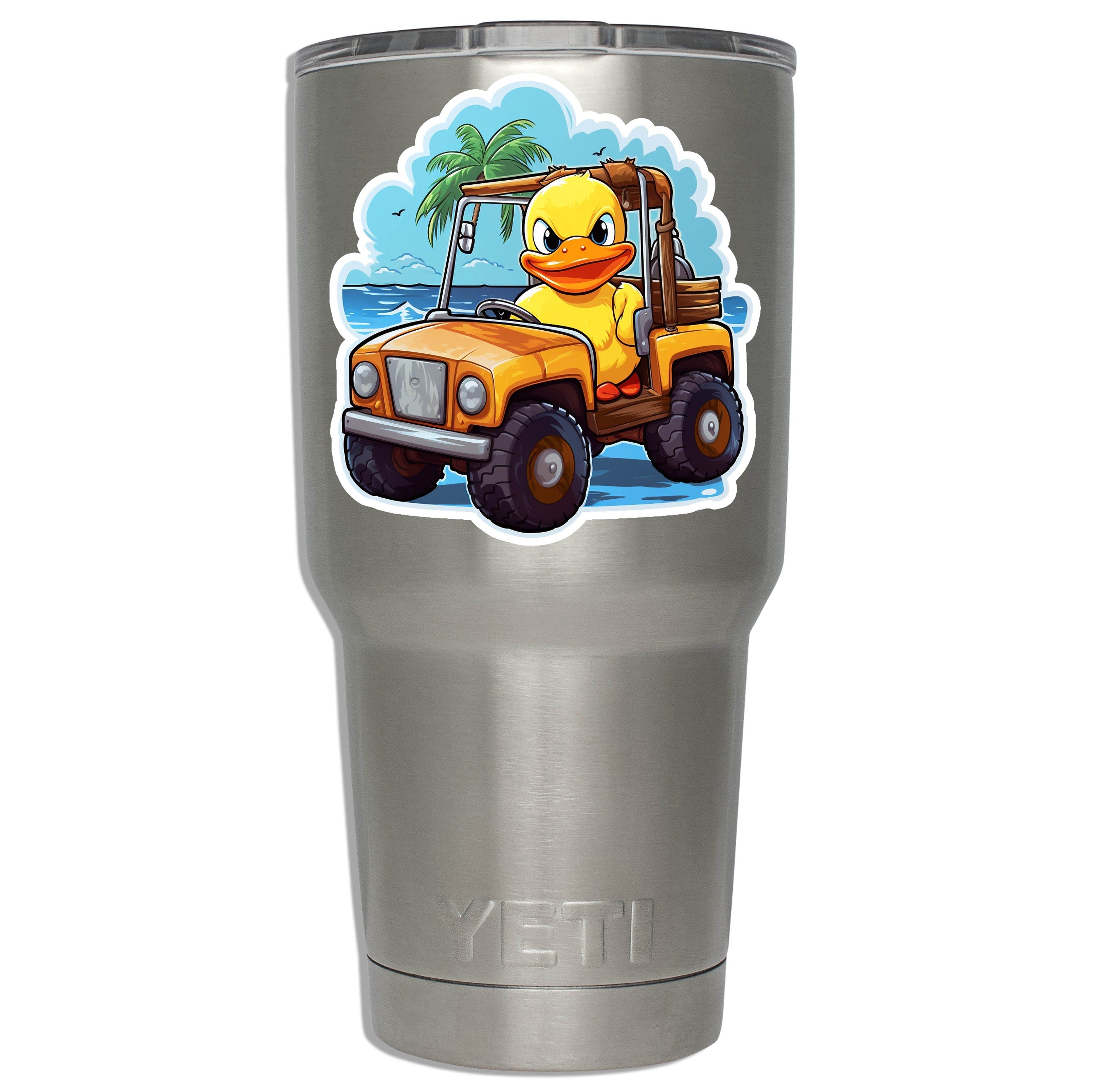 Angry Beach Bum Rubber Duck Vinyl Sticker | Funny Travel Decal for Laptop, Suitcase, Water Bottle, Car, Luggage Tag | Beach Gift Idea