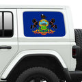 Pennsylvania State Flag Side Windows Printed Perforated See-Thru Vinyl Decal - Fits 2&4 Door Jeep Wranglers 2007 - Present.