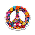 Hippie Bloom Peace Sign Vinyl Sticker for suitcase, laptop, car or water bottle, luggage tag, travel gift