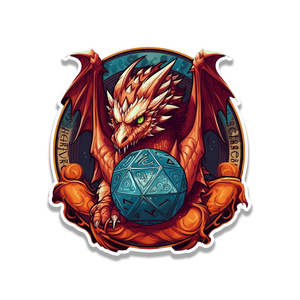 Scales and Spells Dragon Dice Vinyl Sticker DnD RPG Fantasy Red Dragon TTRPG Decal for Laptop Water Bottle Suitcase Gift