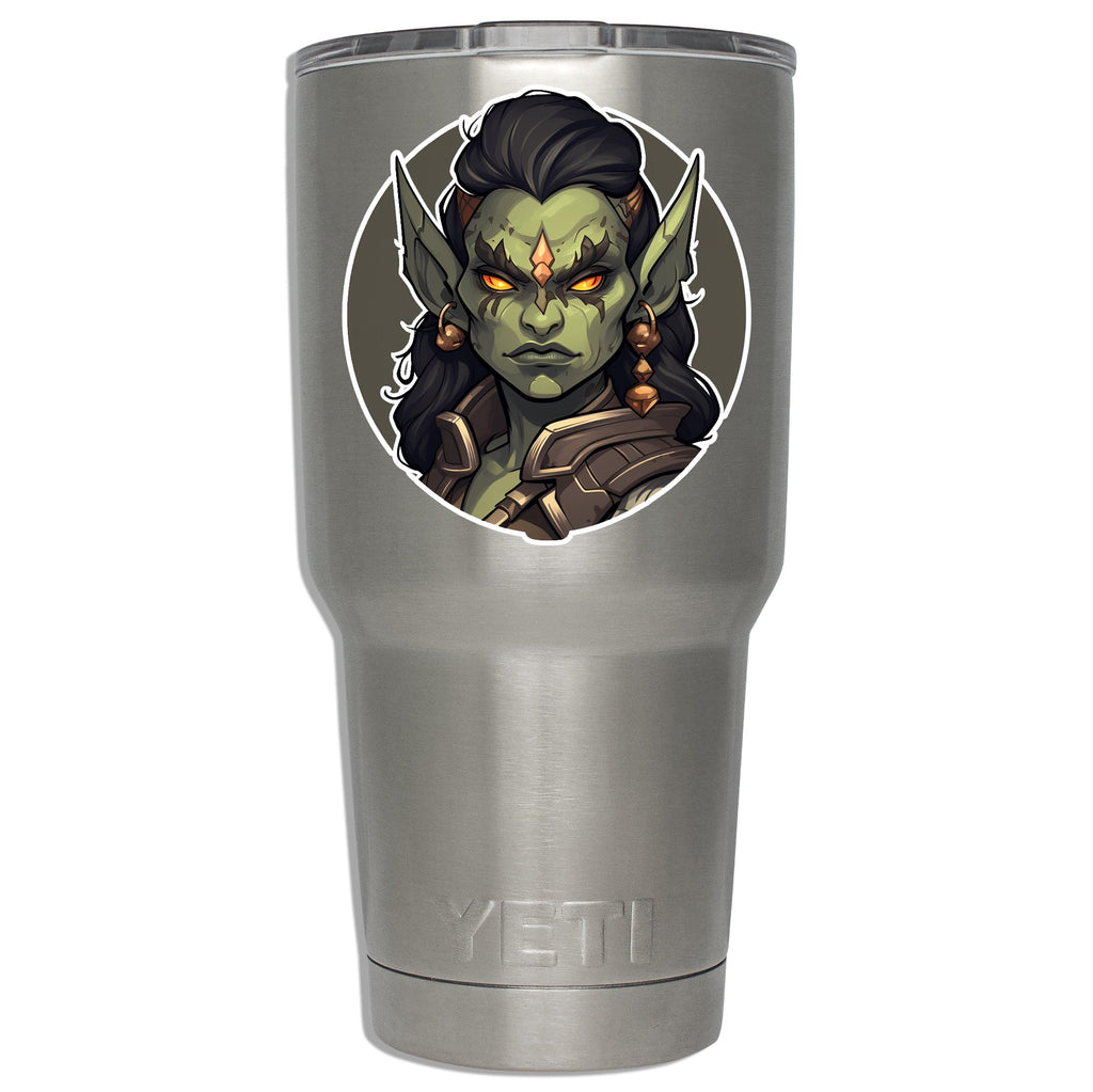 Warrior Queen Orc Vinyl Sticker Female Fantasy Warrior RPG Decal DnD Orc Gift for Laptop Water Bottle Suitcase Tumbler Gaming Gear