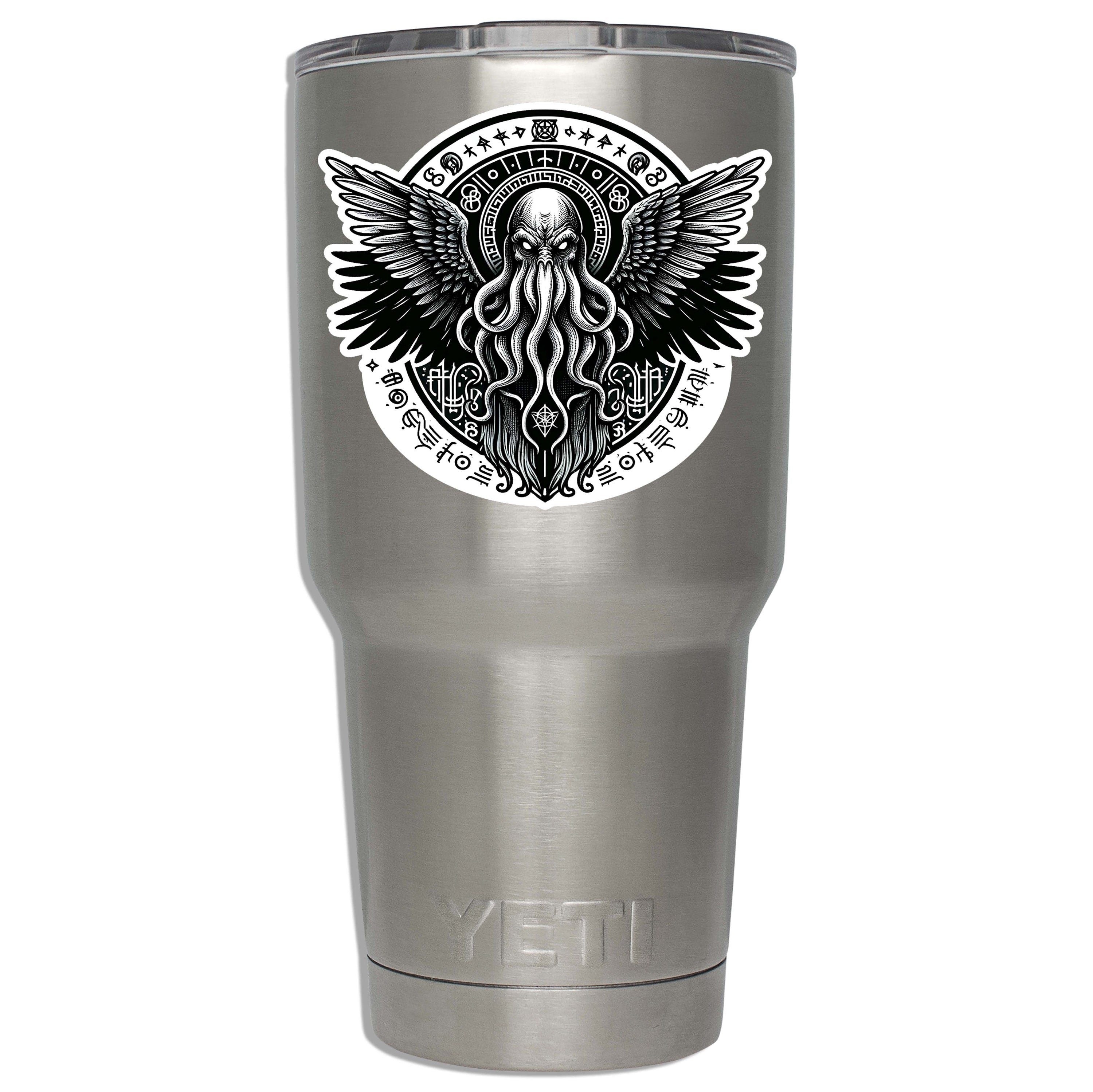 Lovecraftian Cthulhu Flight Vinyl Sticker for suitcase, laptop, car or water bottle, luggage tag, Horror Gift