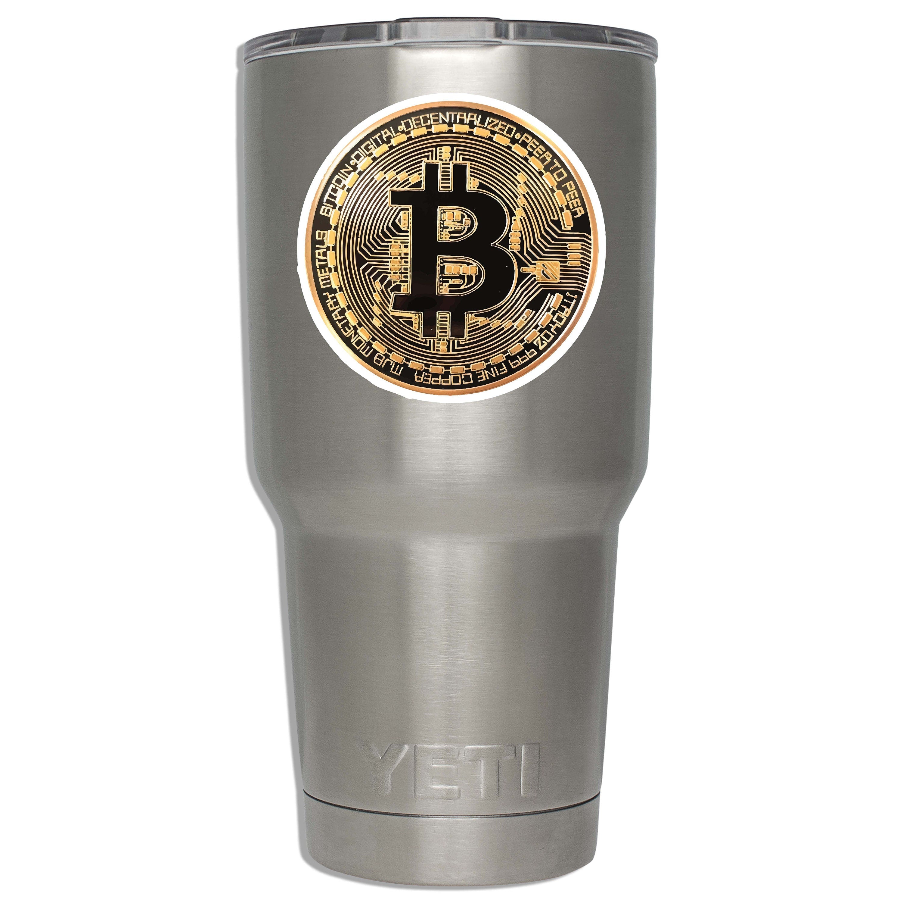 Bitcoin Crypto Token Vinyl Sticker | Gold Bitcoin Decal for Laptop, Water Bottle, Suitcase, Car, Luggage Tag | Cryptocurrency Gift Idea