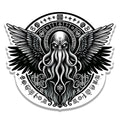 Lovecraftian Cthulhu Flight Vinyl Sticker for suitcase, laptop, car or water bottle, luggage tag, Horror Gift