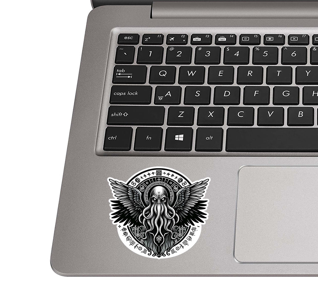 Lovecraftian Cthulhu Flight Vinyl Sticker for suitcase, laptop, car or water bottle, luggage tag, Horror Gift