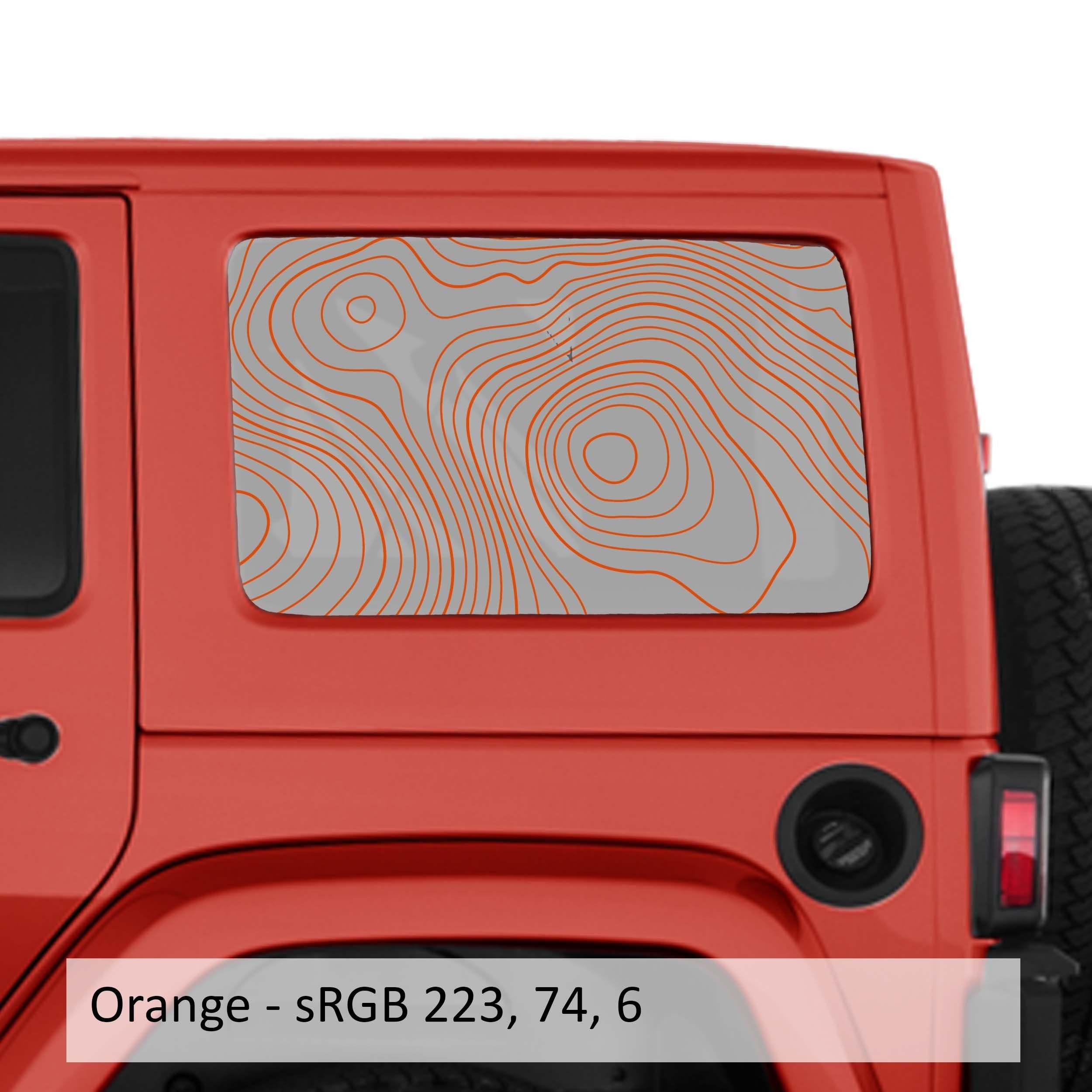 Topographic Map Hardtop Window Decal Set - Fits Jeep 4-Door JKU Wrangler 2007 - 2018