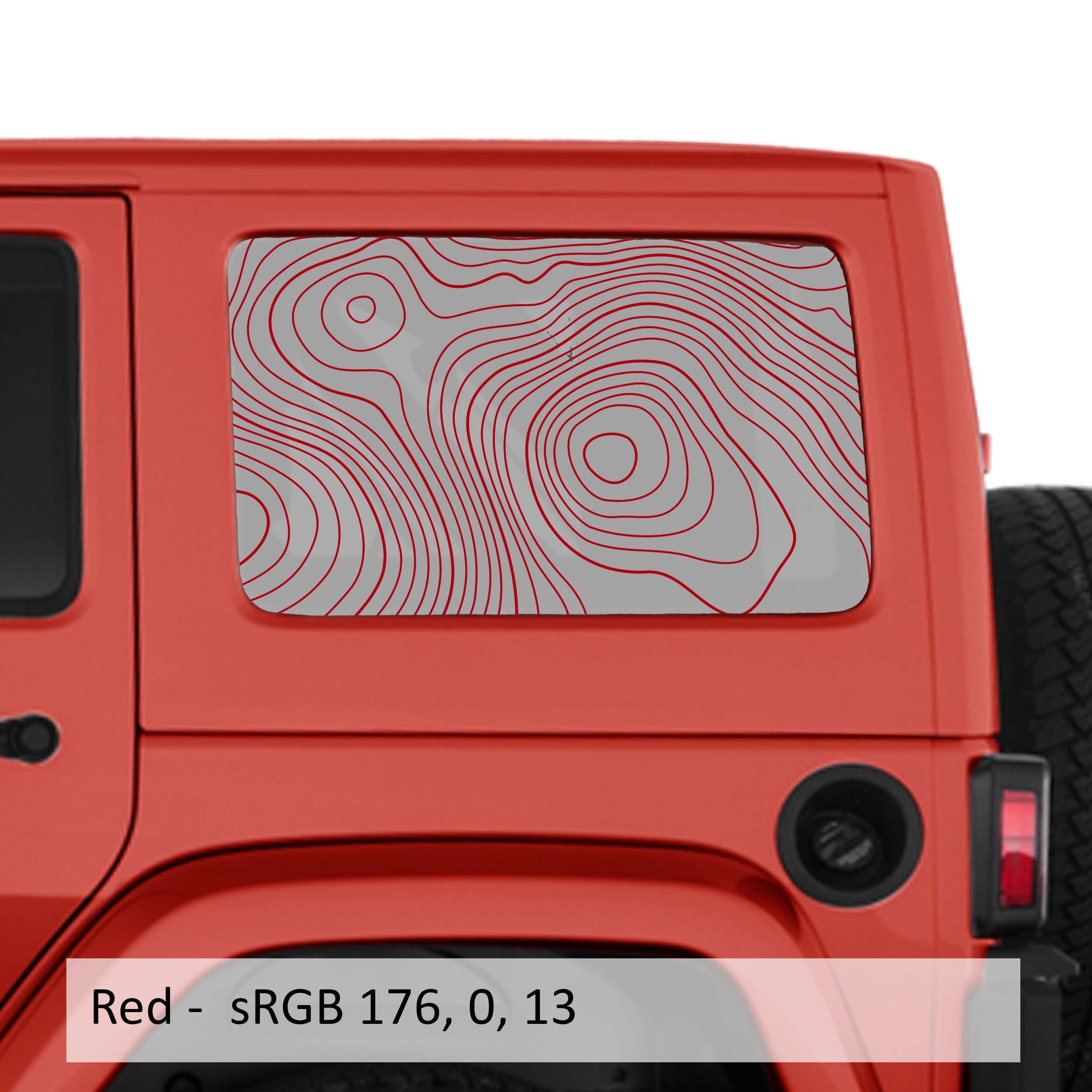 Topographic Map Hardtop Window Decal Set - Fits Jeep 4-Door JKU Wrangler 2007 - 2018