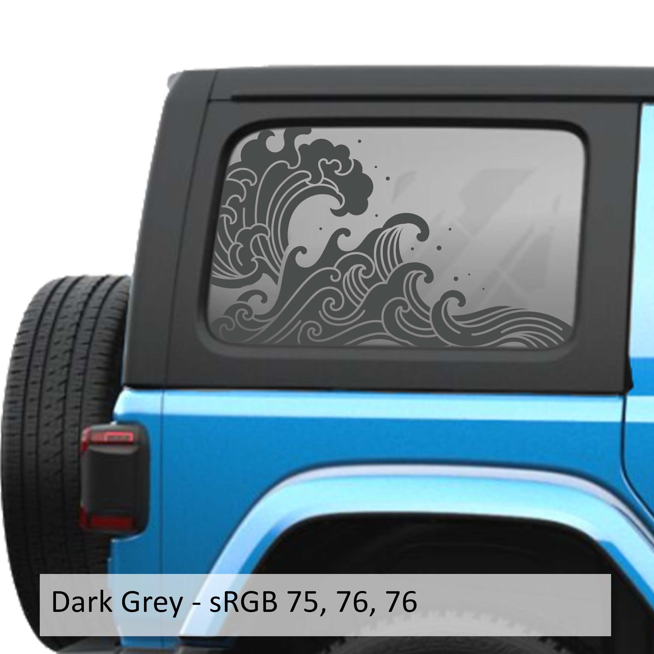 Ocean Tidal Wave Hardtop Window Decal Set - Fits Jeep Wrangler JLU 2018+