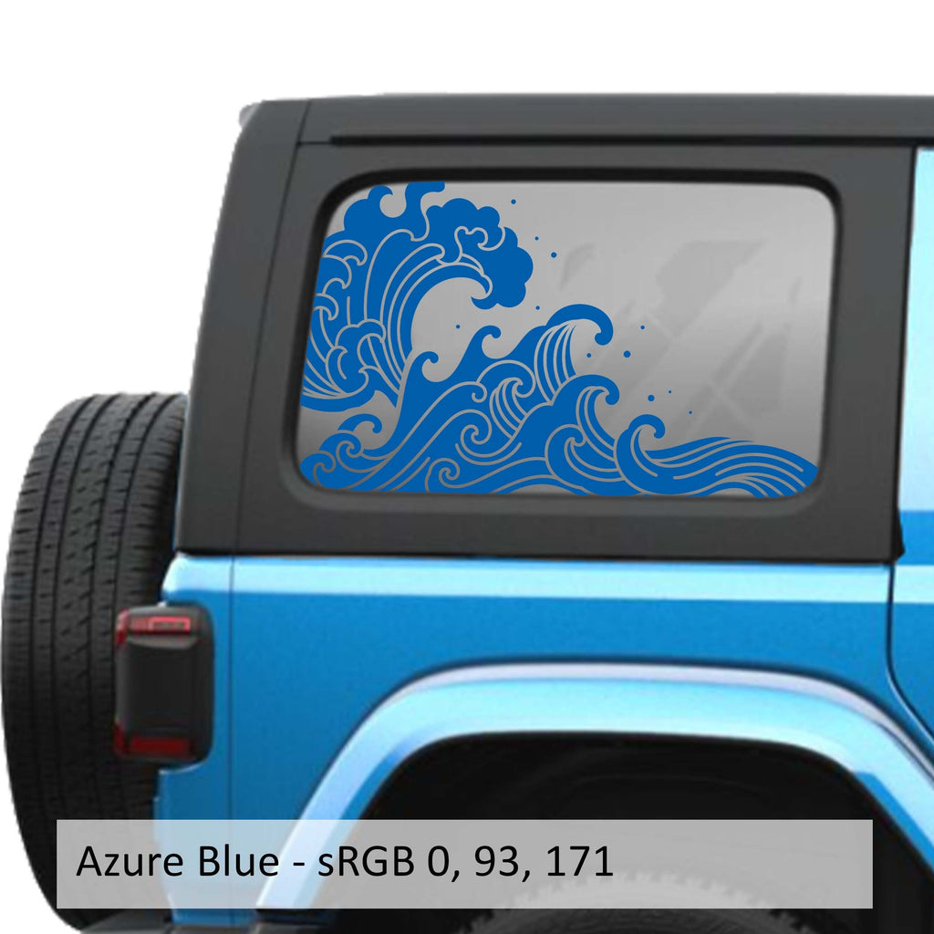 Ocean Tidal Wave Hardtop Window Decal Set - Fits Jeep Wrangler JLU 2018+
