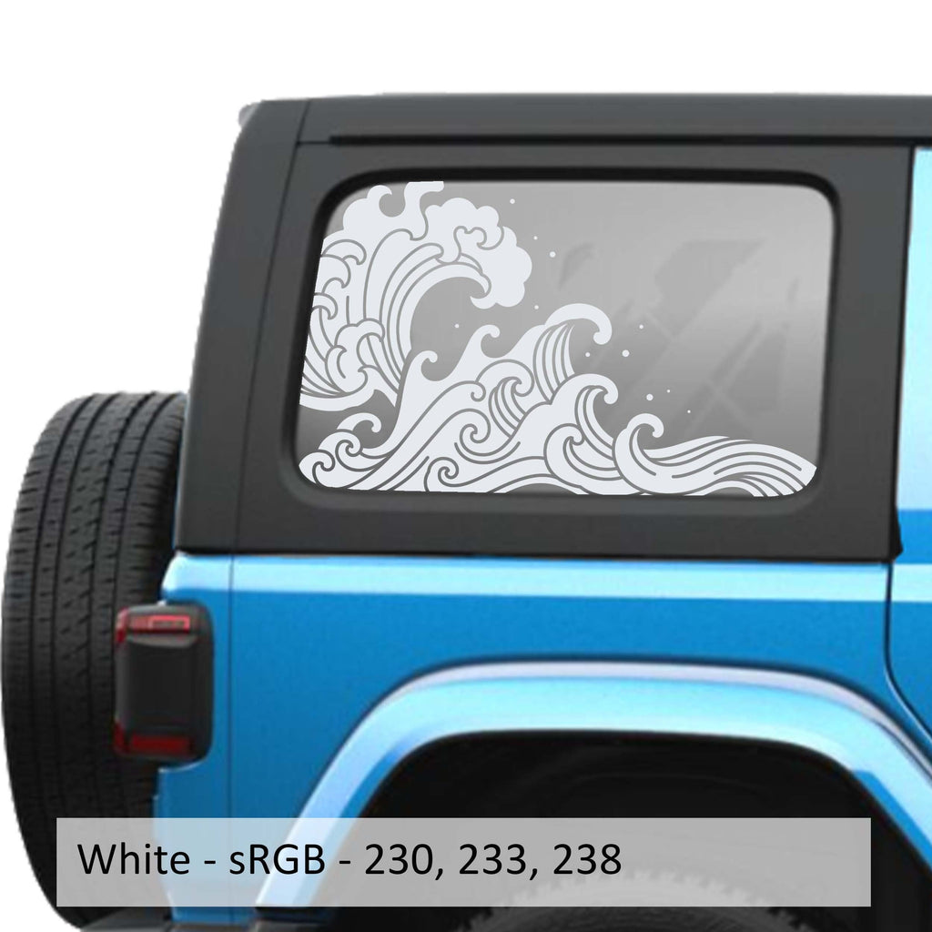 Ocean Tidal Wave Hardtop Window Decal Set - Fits Jeep Wrangler JLU 2018+