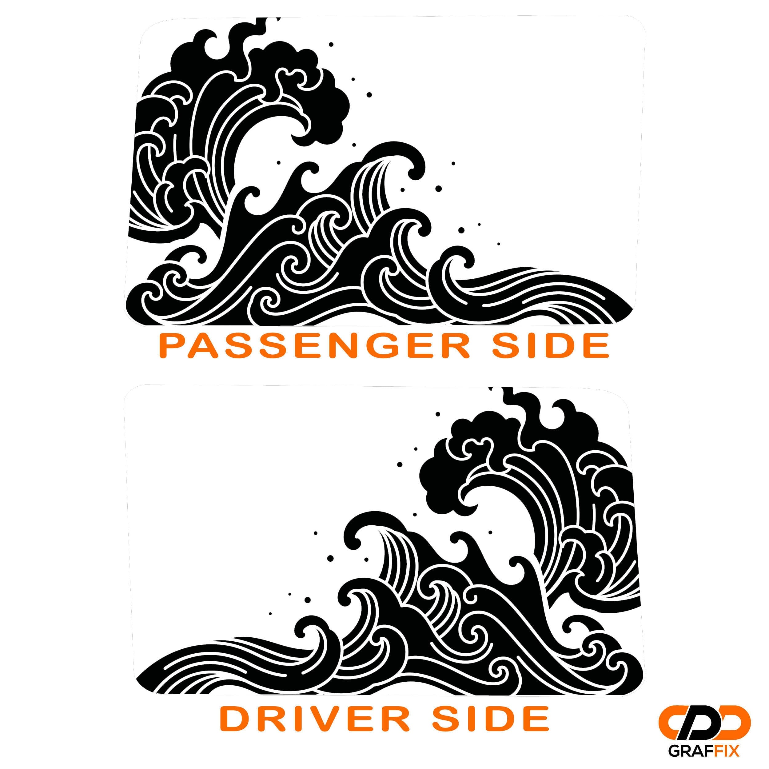 Ocean Tidal Wave Hardtop Window Decal Set - Fits Jeep Wrangler JLU 2018+