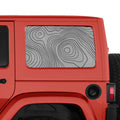 Topographic Map Hardtop Window Decal Set - Fits Jeep 4-Door JKU Wrangler 2007 - 2018
