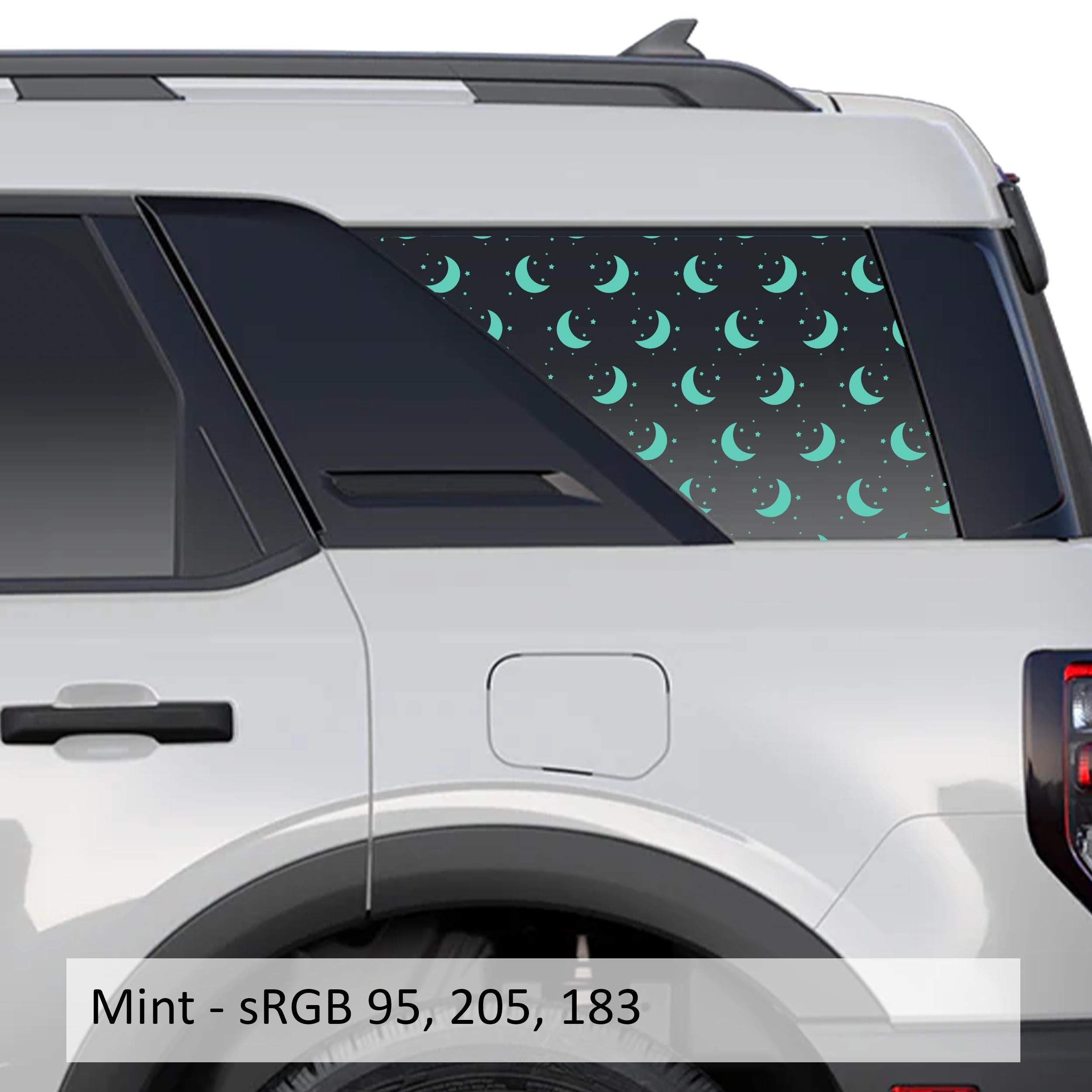Moon and Stars Print Rear Quarter Window Decals Fits 2021+ Bronco Sport