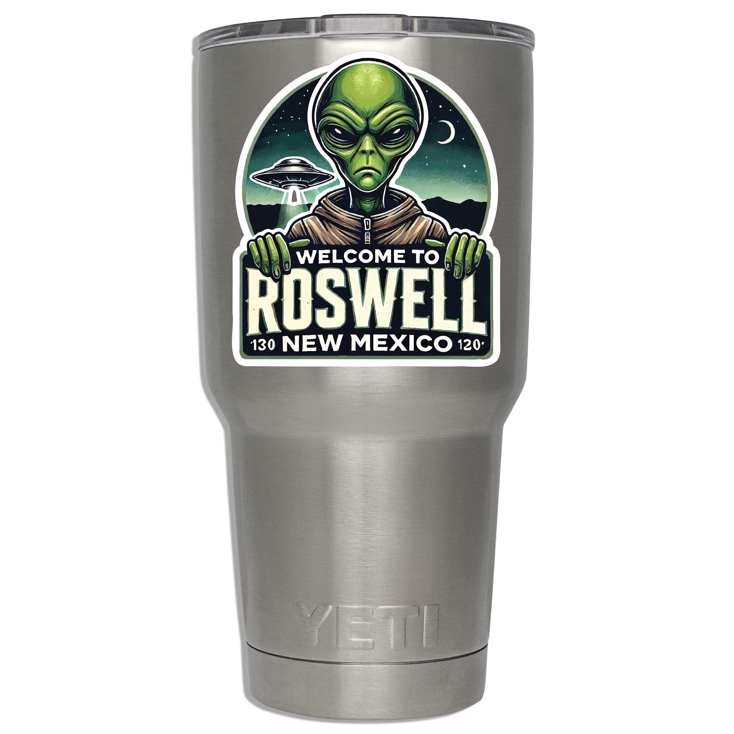 Funny Roswell Alien Sticker Area 51 UFO Vinyl Decal for Laptop Water Bottle Car Window Sci Fi Travel Gift New Mexico