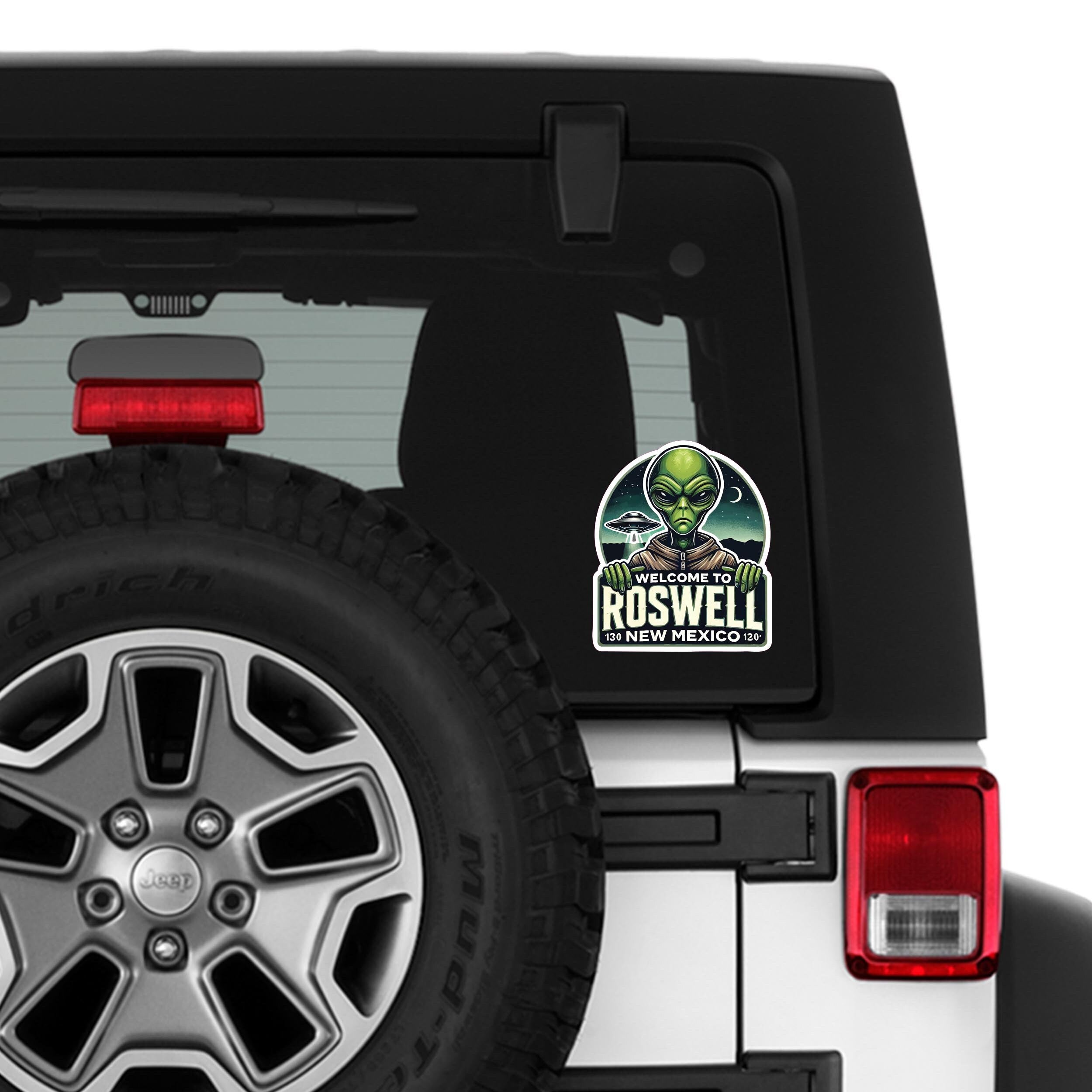 Funny Roswell Alien Sticker Area 51 UFO Vinyl Decal for Laptop Water Bottle Car Window Sci Fi Travel Gift New Mexico