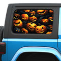 Halloween Dark Pumpkin Patch Side Windows Printed Perforated See-Thru Vinyl Decal - Fits 2&4 Door Jeep Wranglers 2007 - Present