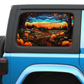 Halloween Quilted Pumpkin Side Windows Printed Perforated See-Thru Vinyl Decal - Fits 2&4 Door Jeep Wranglers 2007 - Present