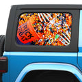 Trick or Treat Side Windows Printed Perforated See-Thru Vinyl Decal - Fits 2&4 Door Jeep Wranglers 2007 - Present