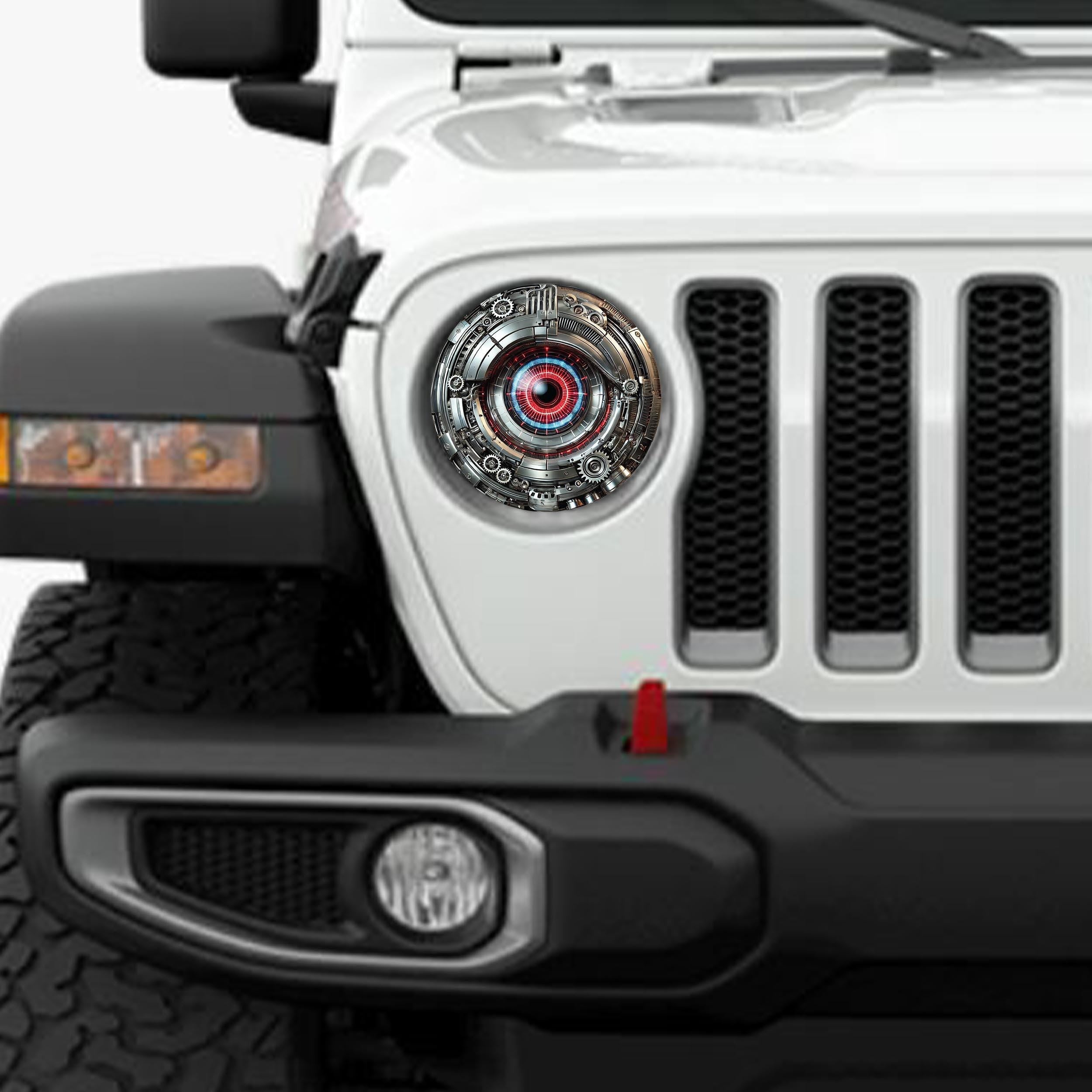 Cybernetic Eyeball Round Headlight Overlay Graphics Kit Vinyl Decal Cover 2 Piece Set