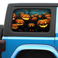 Halloween Pumpkin Patch Side Windows Printed Perforated See-Thru Vinyl Decal - Fits 2&4 Door Jeep Wranglers 2007 - Present