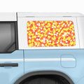 Halloween Candy Corn Perforated Rear Quarter Window Decals - Fits 2021+ 4-Door Ford Bronco