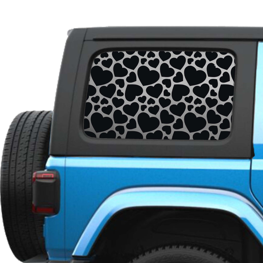 Heart Pattern Hardtop Window Decal Set Romantic Graphic for Jeep Wrangler JLU 2018 to Current Durable Custom Design