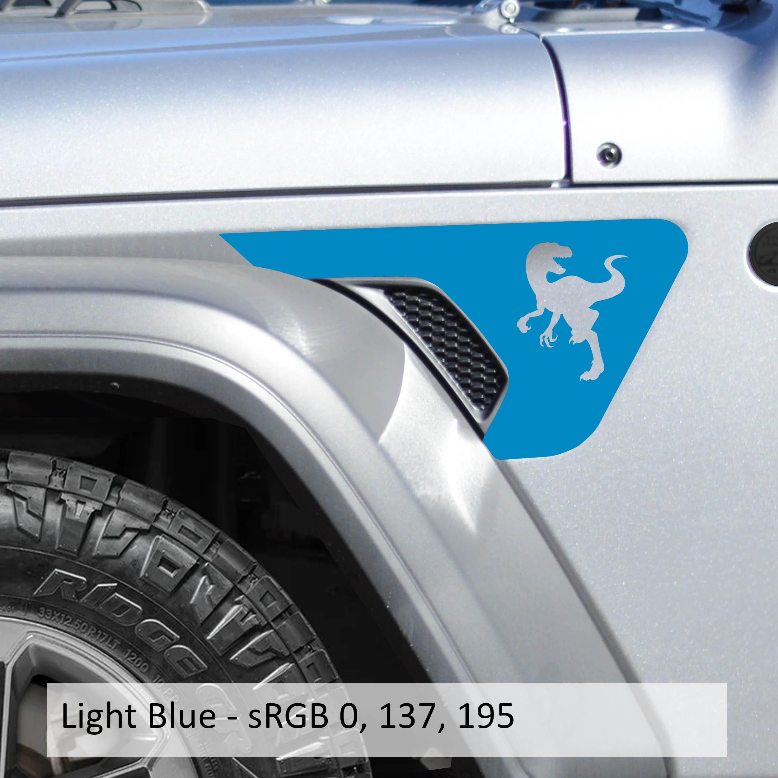 Raptor Dinosaur Fender Vent Vinyl Decal - Fits Jeep Wrangler JL/Jeep Gladiator JT 2018+