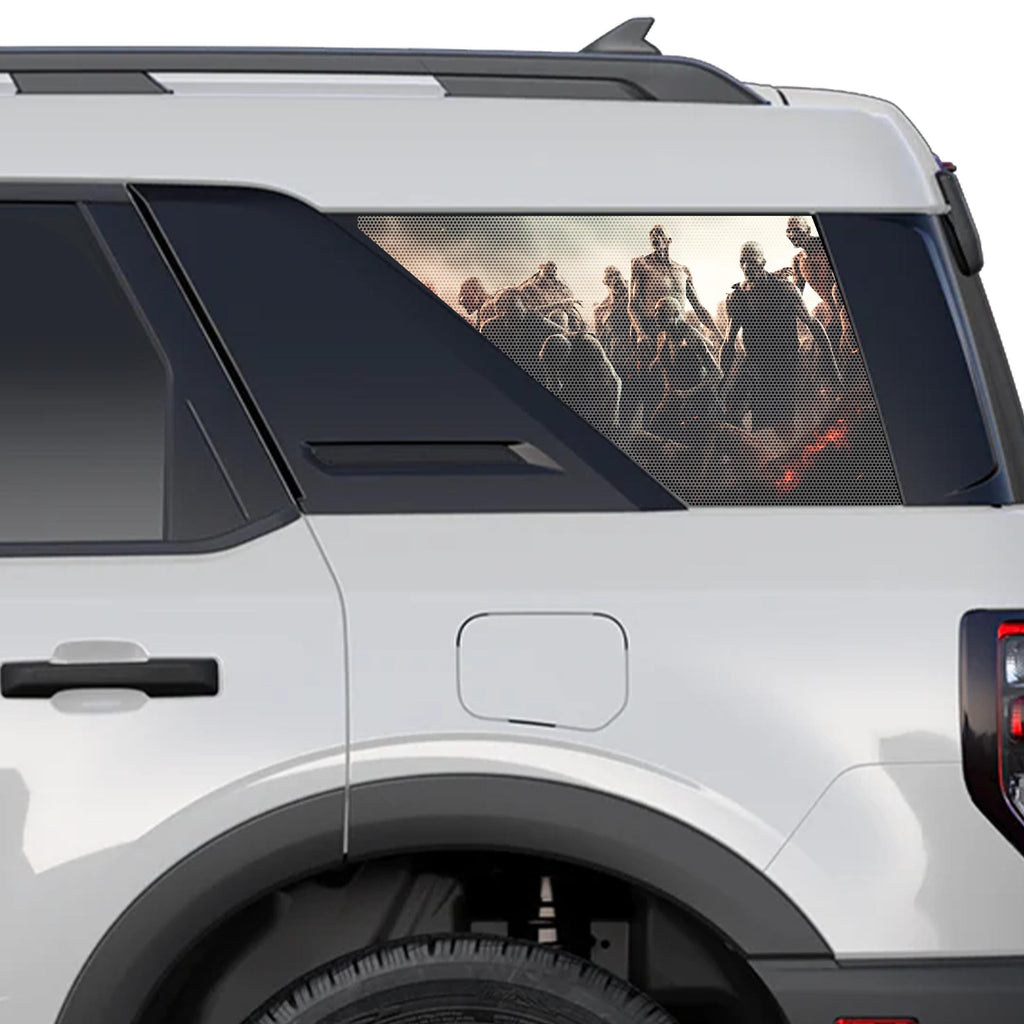 Zombie Horde Rear Side Perforated Vinyl See Thru Window Decals for 2021+ Ford Bronco Sport