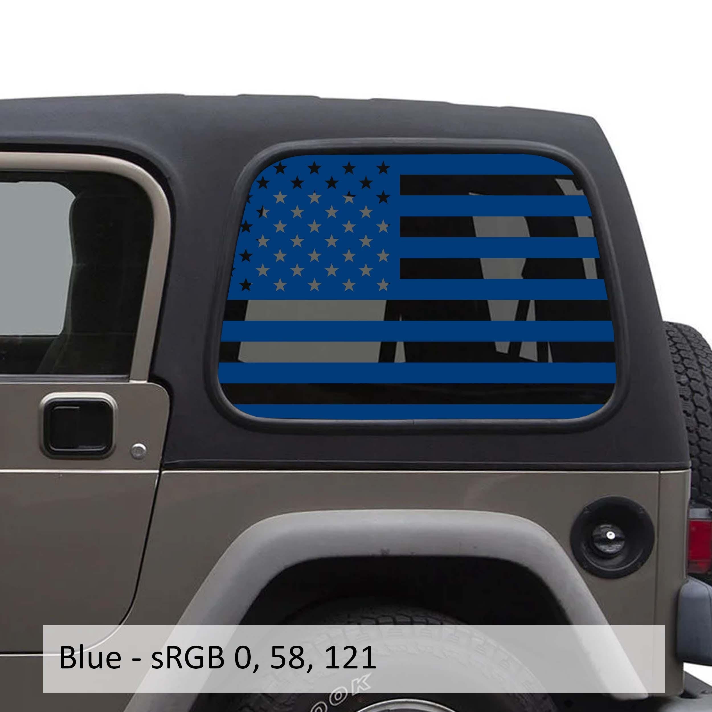 American Flag Window Decal Set - Fits Jeep Wrangler TJ Hardtop 1997 - 2006