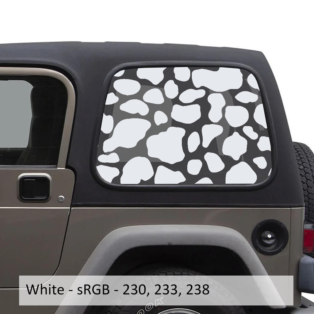 Cow Print Window Decal Set - Fits Jeep Wrangler TJ Hardtop 1997 - 2006