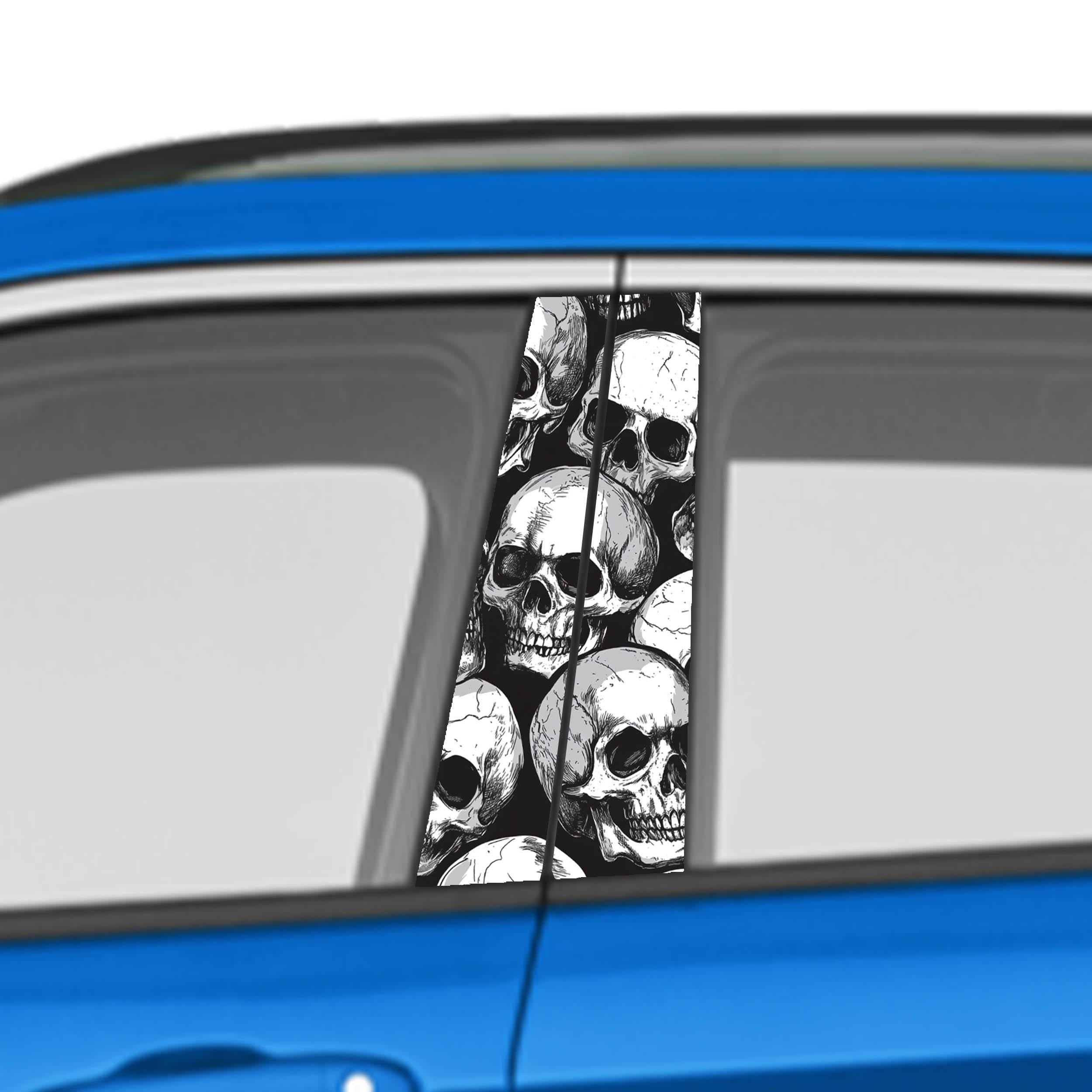 Skull Car Doors Livery Pillar Decal Sticker Wrap, Auto Exterior Side Door Pillar Pannel - fits any vehicle.