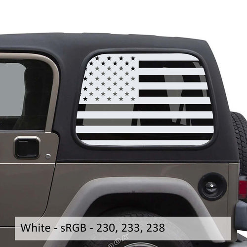 American Flag Window Decal Set - Fits Jeep Wrangler TJ Hardtop 1997 - 2006
