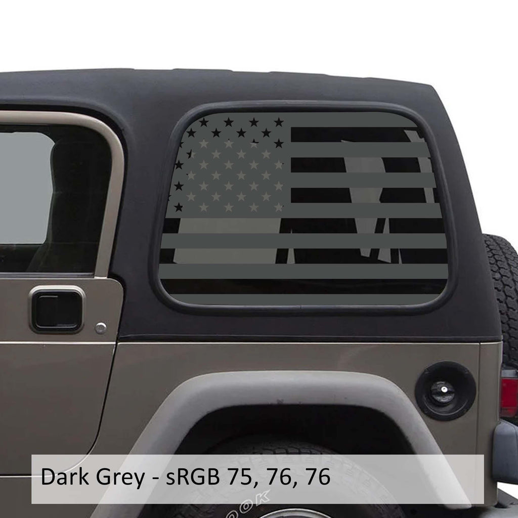 American Flag Window Decal Set - Fits Jeep Wrangler TJ Hardtop 1997 - 2006