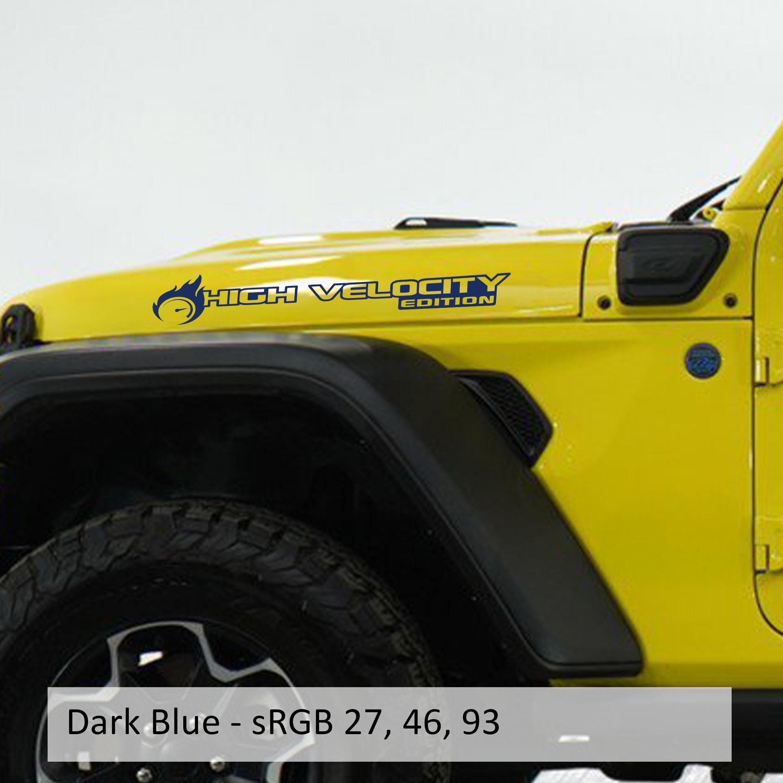 High Velocity Edition Hood Decal Set Bold Custom Graphics for Jeep Wrangler JL and Gladiator JT Durable Off-Road Design