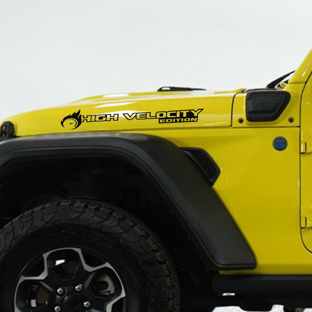 High Velocity Edition Hood Decal Set Bold Custom Graphics for Jeep Wrangler JL and Gladiator JT Durable Off-Road Design