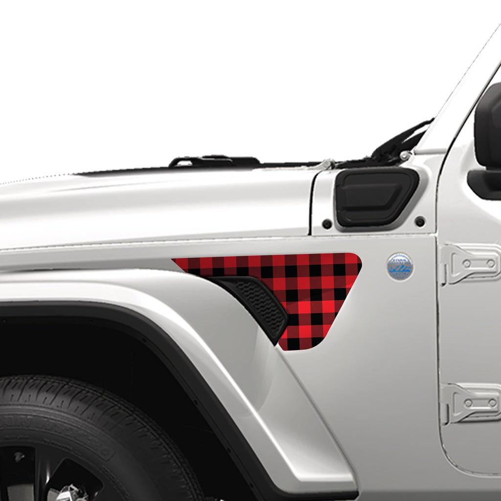 Plaid Pattern Vent Decal Set – Multiple Tartan Styles for Jeep Wrangler JL JLU & Gladiator JT