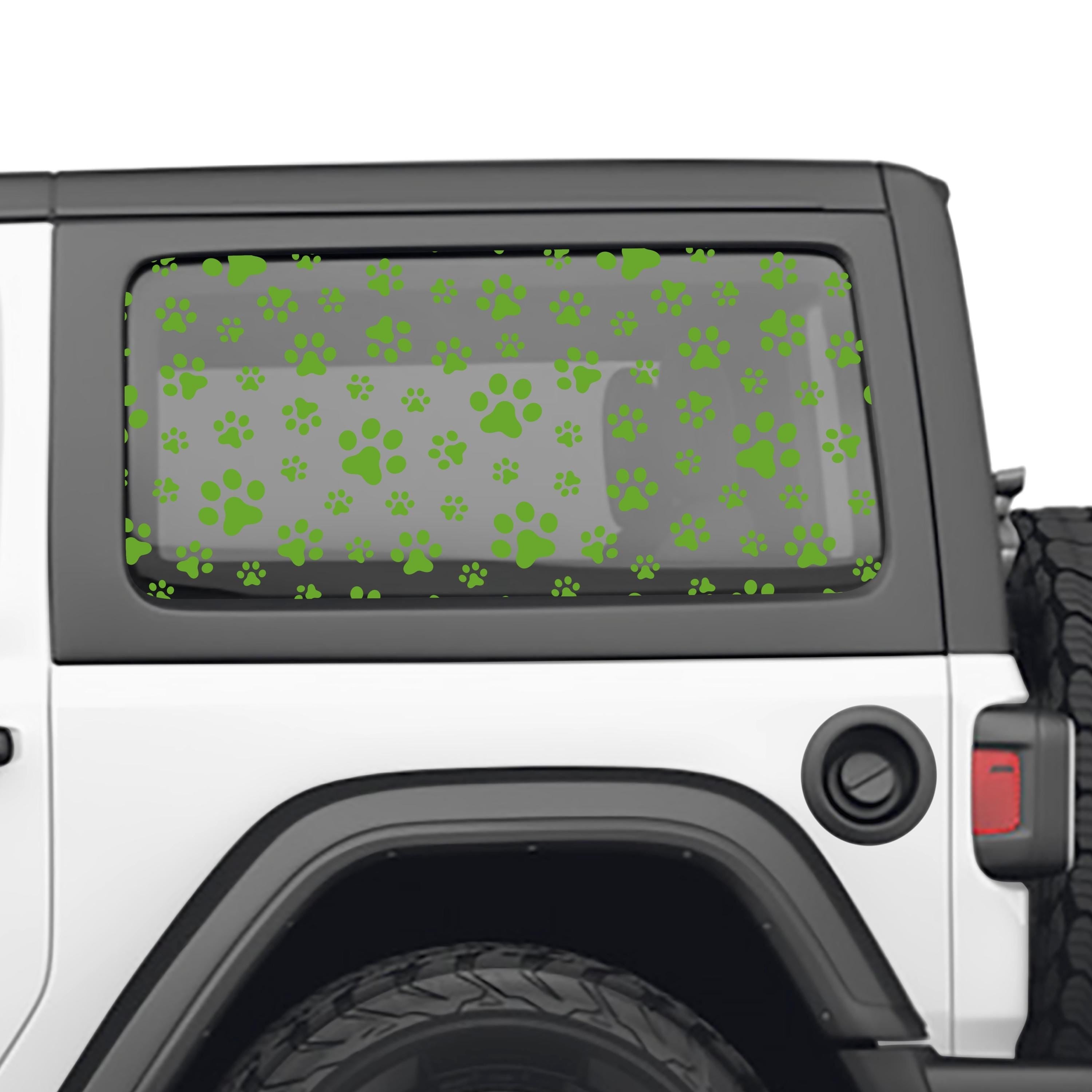 Puppy Dog Paw Print Hardtop Window Decal Set - Fits Jeep Wrangler 2 Door JL 2018+ Models