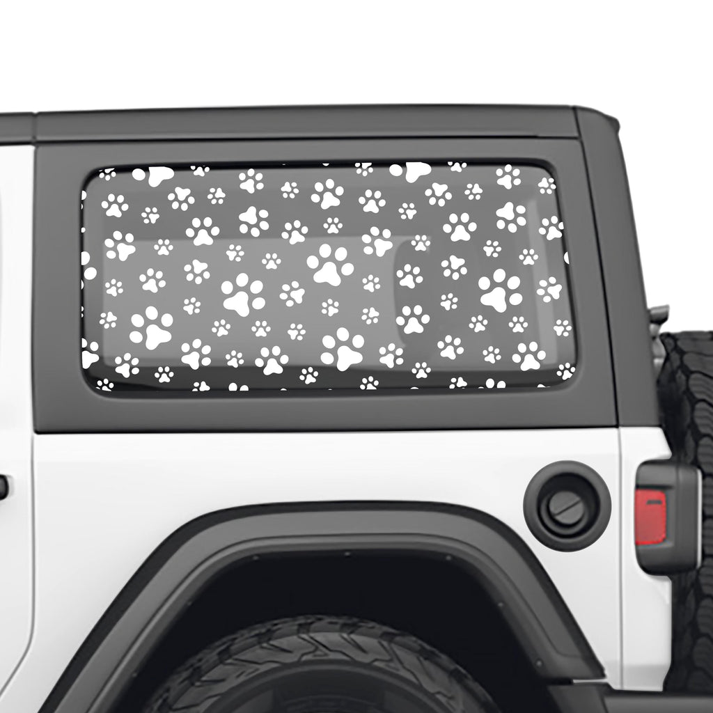 Puppy Dog Paw Print Hardtop Window Decal Set - Fits Jeep Wrangler 2 Door JL 2018+ Models