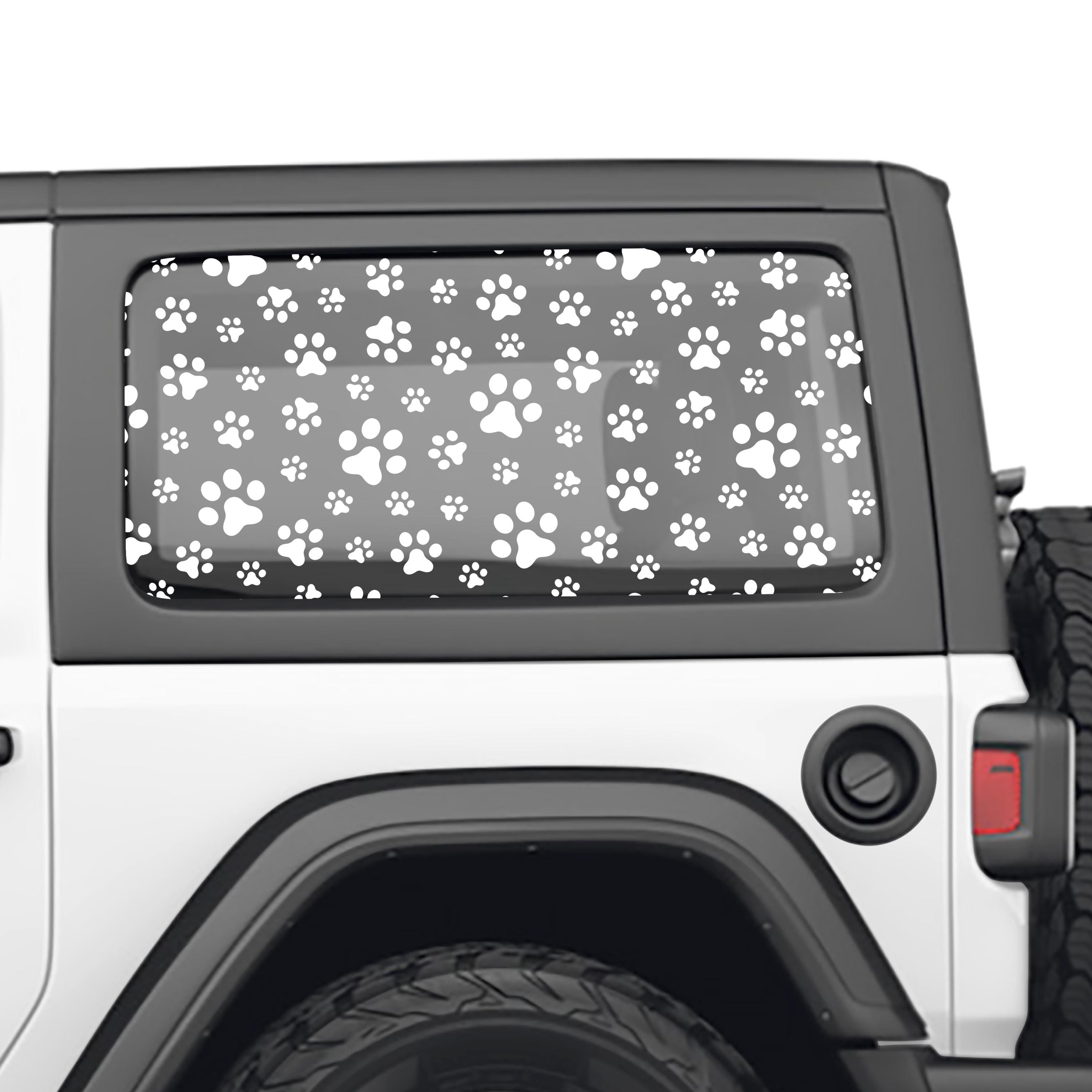 Puppy Dog Paw Print Hardtop Window Decal Set - Fits Jeep Wrangler 2 Door JL 2018+ Models