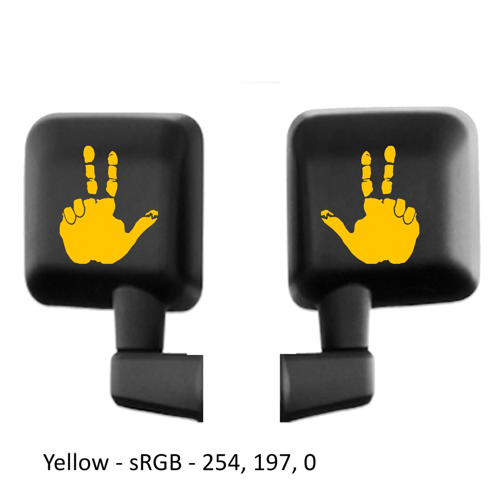 Two Finger Peace Hand Wave Side Mirror Decal Set of 2 Vinyl Sticker Fits Jeep Wrangler Gladiator Off-Road Driver Wave Decal