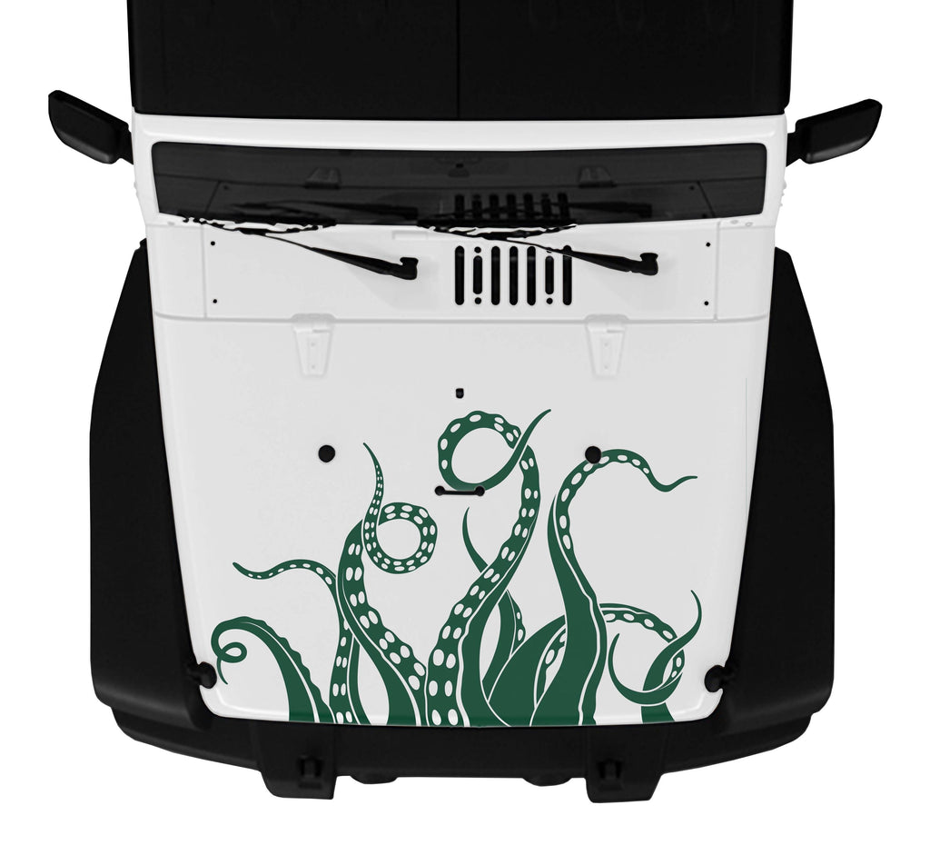 Kraken Octopus Tentacle Vinyl Hood Decal - Fits 2006 - 2018+ Jeep Wrangler Jk/JKU