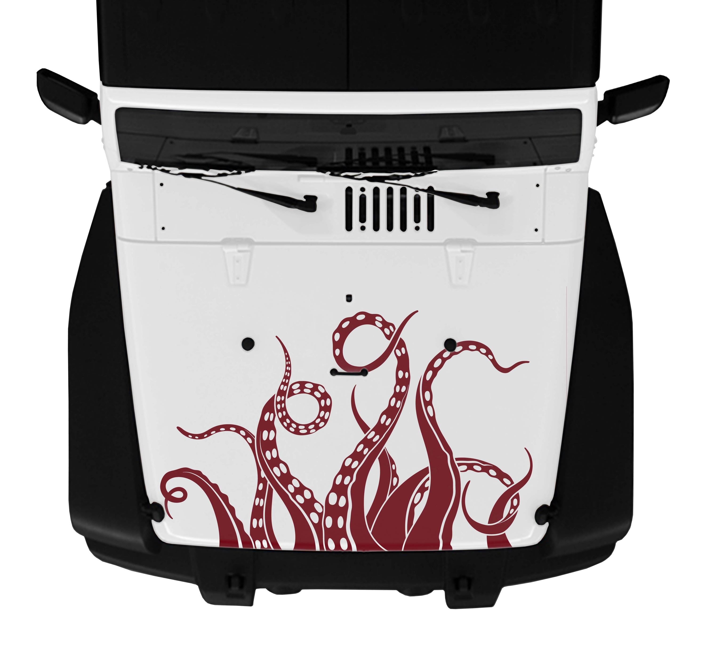 Kraken Octopus Tentacle Vinyl Hood Decal - Fits 2006 - 2018+ Jeep Wrangler Jk/JKU
