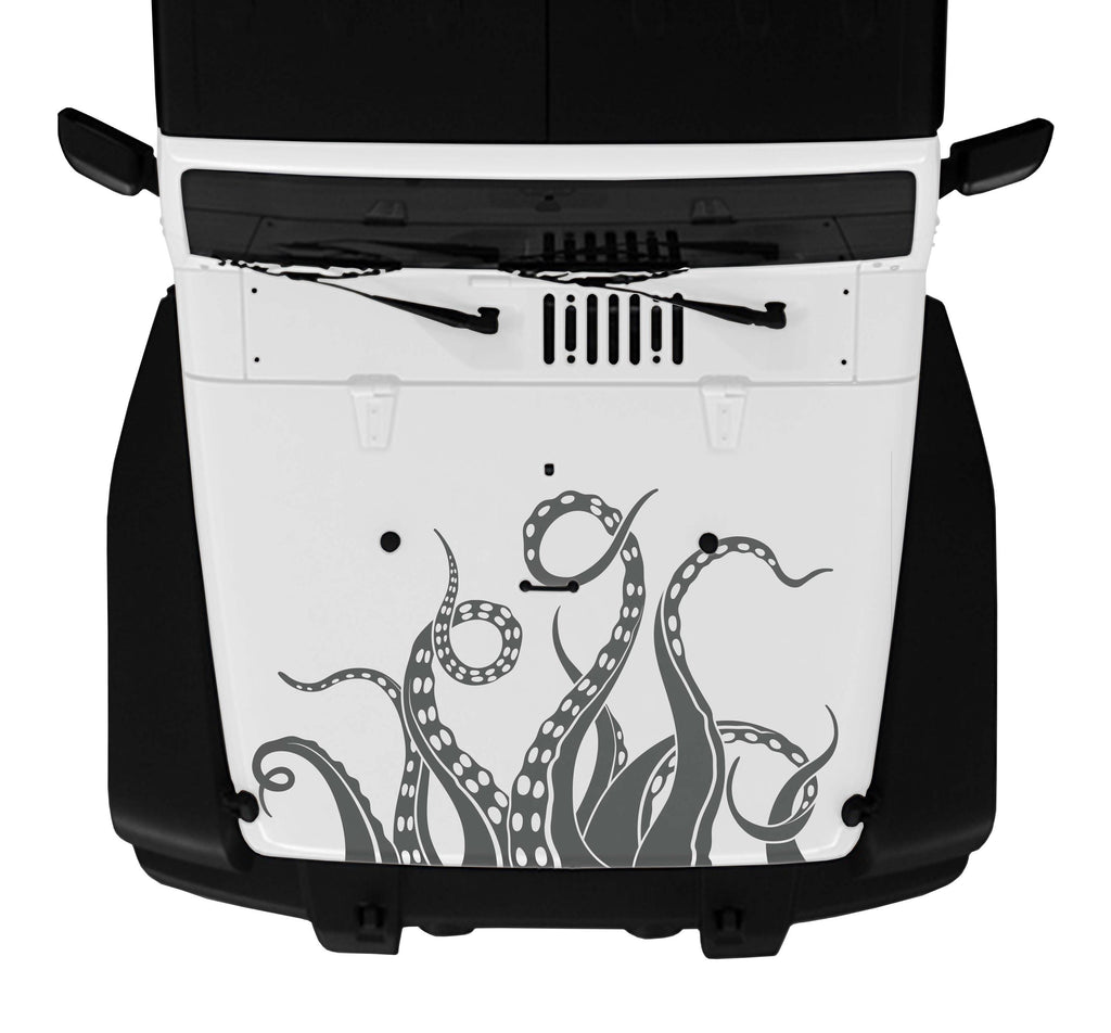 Kraken Octopus Tentacle Vinyl Hood Decal - Fits 2006 - 2018+ Jeep Wrangler Jk/JKU