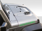 Jackel font sample for custom text Jeep hood lettering decal shown in sharp angular black letters