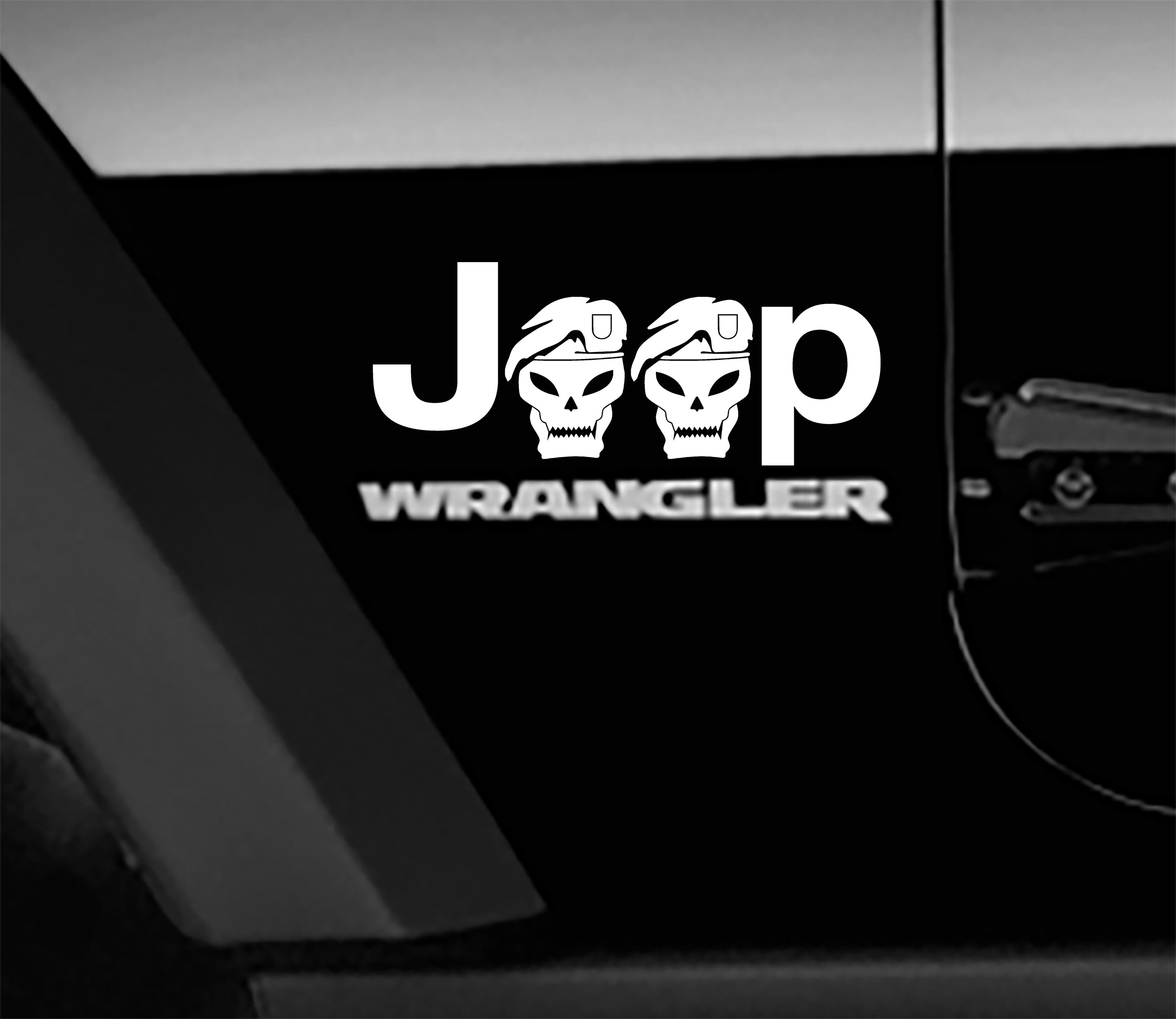 Jeep Wrangler Green Beret Skull Side Fender Vinyl Decals x2 (Pair)