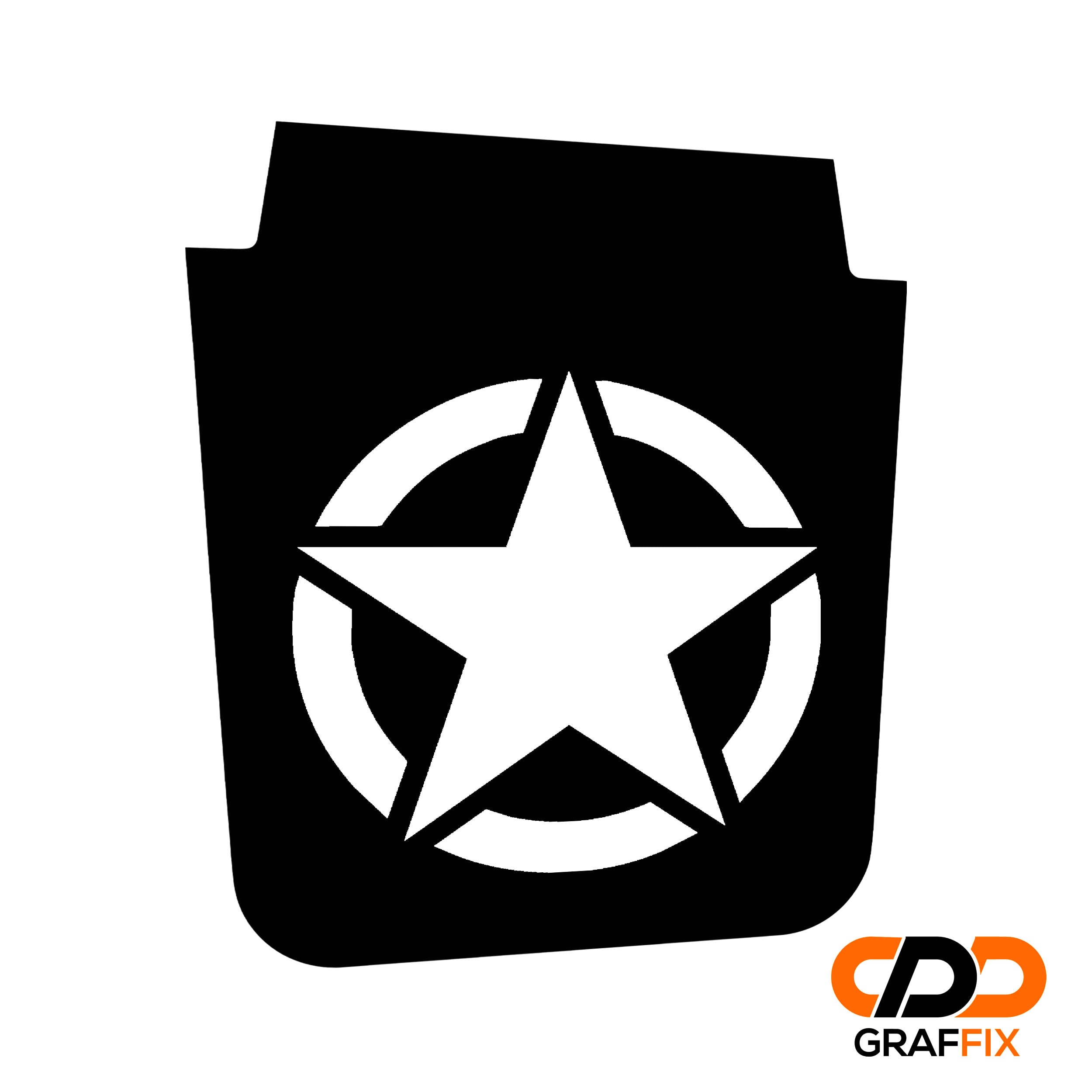 Black Alpha Romeo military star blackout hood vinyl decal vector layout illustration sheet