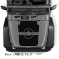 Black Military Roundel Star V2 blackout hood decal layout preview with star inside circle and blue squeegee